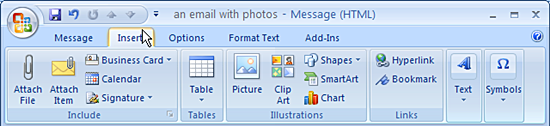 how to send pictures through email without attaching