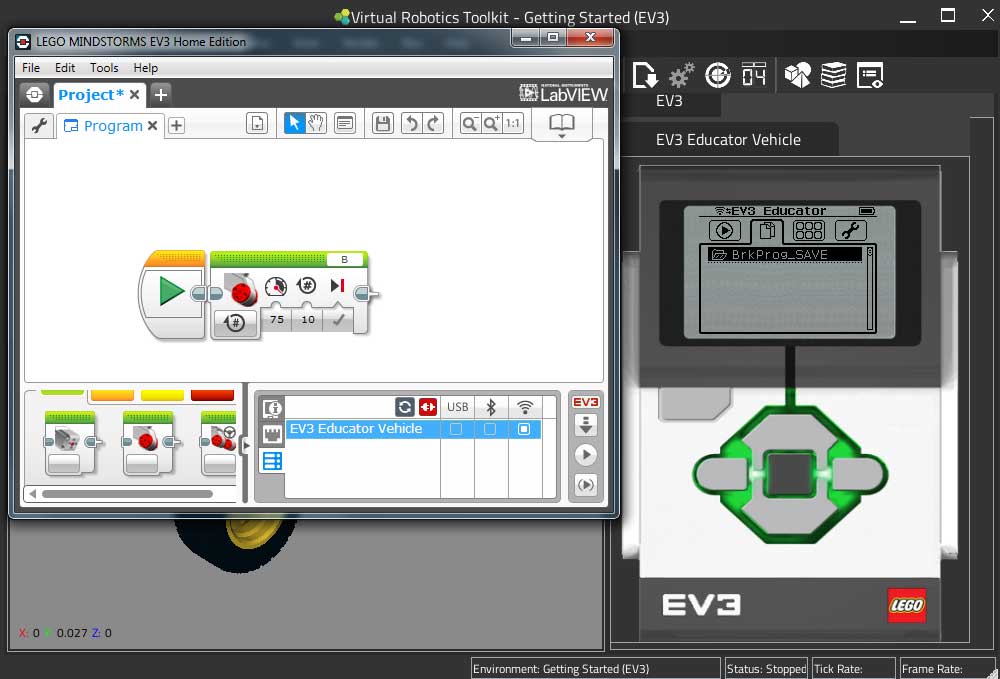 how to turn on a ev3 brick