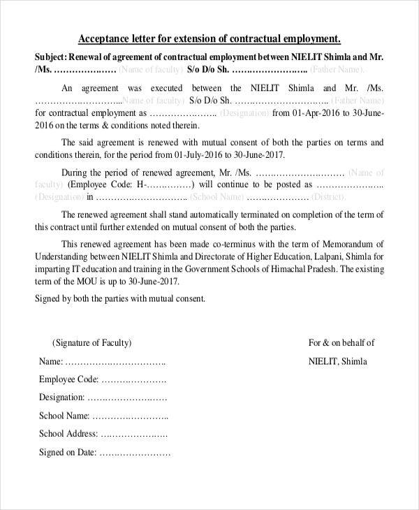 how to write a contract extension letter